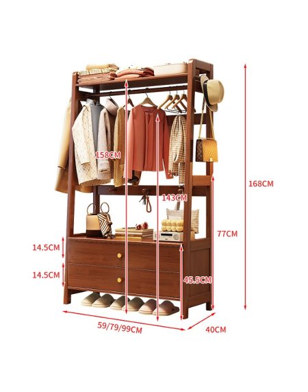 Kệ Treo Quần Áo Gỗ Tối Giản Có 2 Ngăn Kéo Kệ Treo Quần Áo Gỗ Tối Giản Có 2 Ngăn Kéo