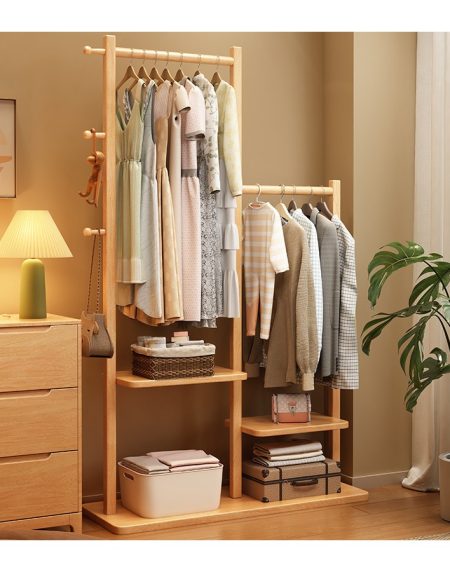 Kệ Treo Quần Áo Gỗ Tự Nhiên 3 Móc Hiện Đại