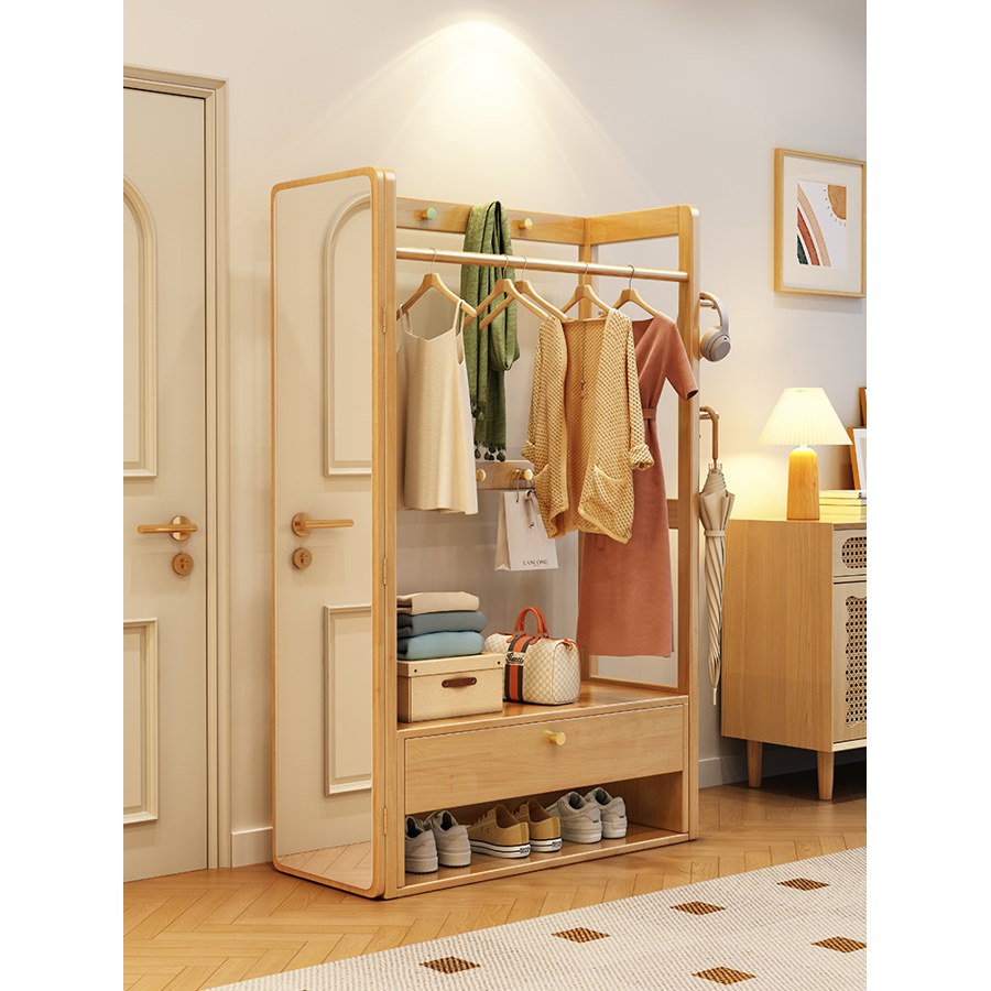 Kệ Treo Quần Áo Gỗ Tự Nhiên Có Gương Tiết Kiệm Không Gian Kệ Treo Quần Áo Gỗ Tự Nhiên Có Gương Tiết Kiệm Không Gian