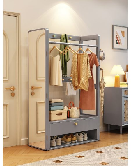 Kệ Treo Quần Áo Gỗ Tự Nhiên Có Gương Tiết Kiệm Không Gian Kệ Treo Quần Áo Gỗ Tự Nhiên Có Gương Tiết Kiệm Không Gian