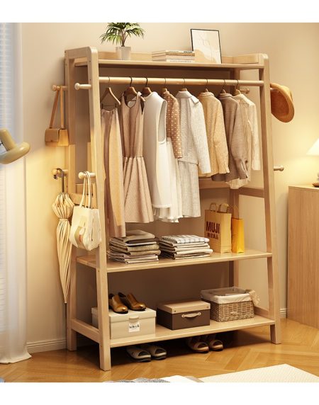 Kệ Treo Quần Áo Gỗ Tự Nhiên Đơn Giản 8 Móc