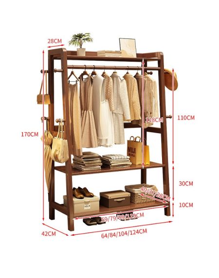 Kệ Treo Quần Áo Gỗ Tự Nhiên Đơn Giản 8 Móc