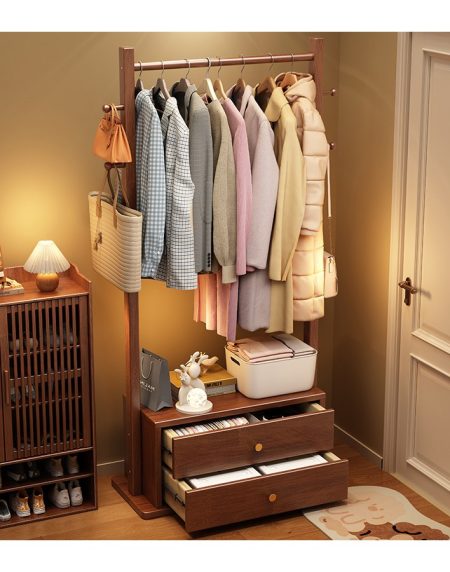 Kệ Treo Quần Áo Gỗ Tự Nhiên Thiết Kế Hiện Đại Tiết Kiệm Không Gian