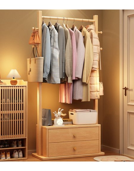 Kệ Treo Quần Áo Gỗ Tự Nhiên Thiết Kế Hiện Đại Tiết Kiệm Không Gian