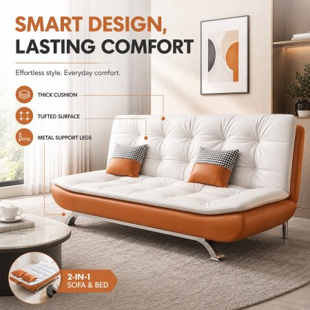Sofa Giường Da Công Nghiệp Hiện Đại Có Thể Gập