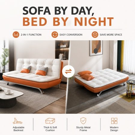 Sofa Giường Da Công Nghiệp Hiện Đại Có Thể Gập
