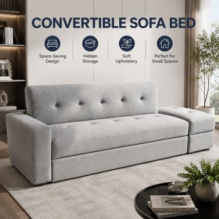 Sofa Giường Vải Nỉ Hiện Đại Có Ngăn Đựng