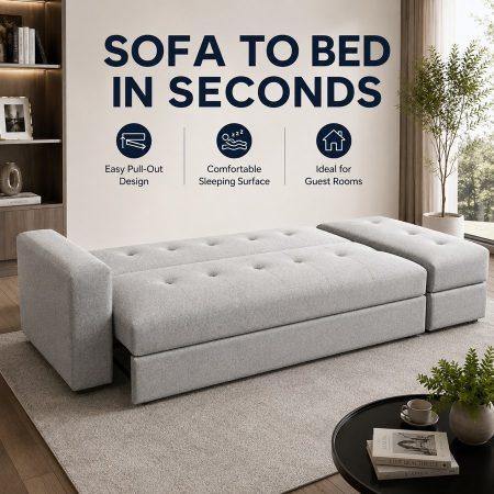 Sofa Giường Vải Nỉ Hiện Đại Có Ngăn Đựng