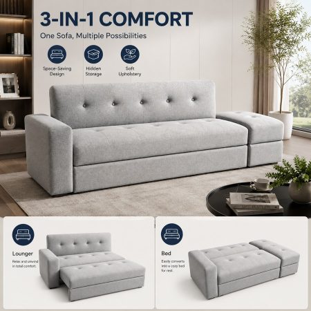 Sofa Giường Vải Nỉ Hiện Đại Có Ngăn Đựng