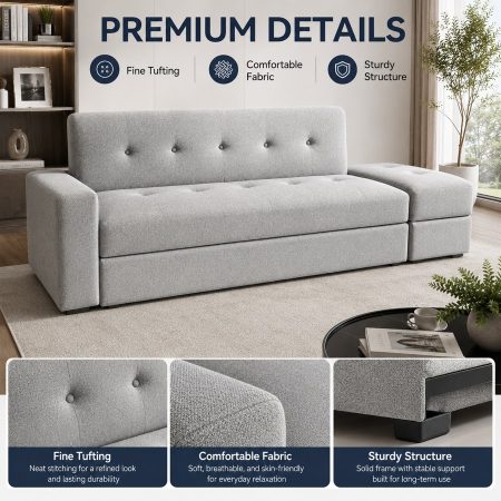 Sofa Giường Vải Nỉ Hiện Đại Có Ngăn Đựng