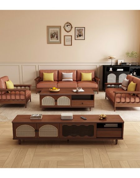Sofa Văng Gỗ Tự Nhiên Da PU Thiết Kế Hiện Đại