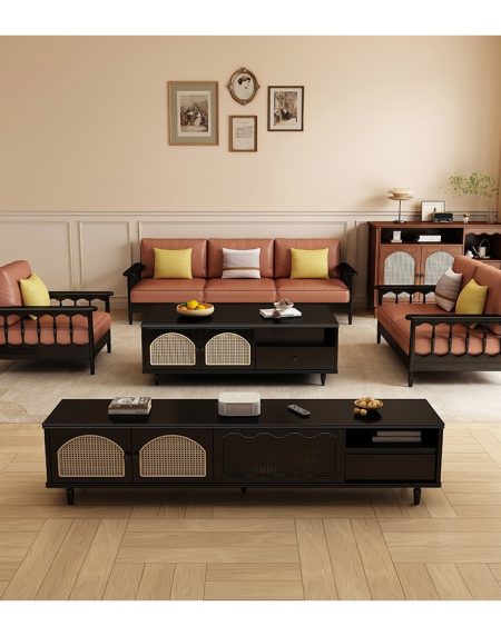 Sofa Văng Gỗ Tự Nhiên Da PU Thiết Kế Hiện Đại