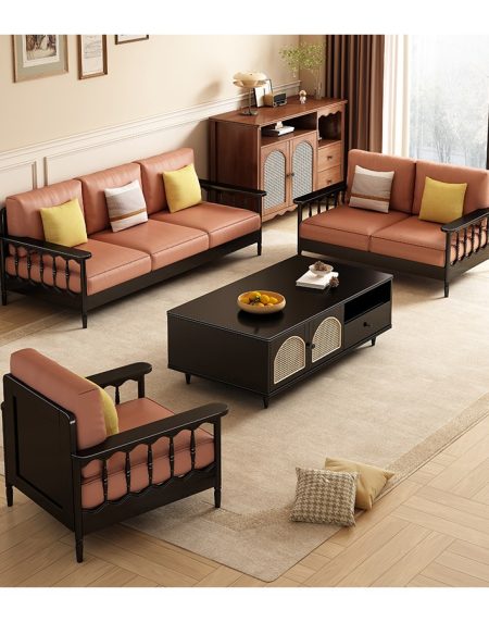 Sofa Văng Gỗ Tự Nhiên Da PU Thiết Kế Hiện Đại