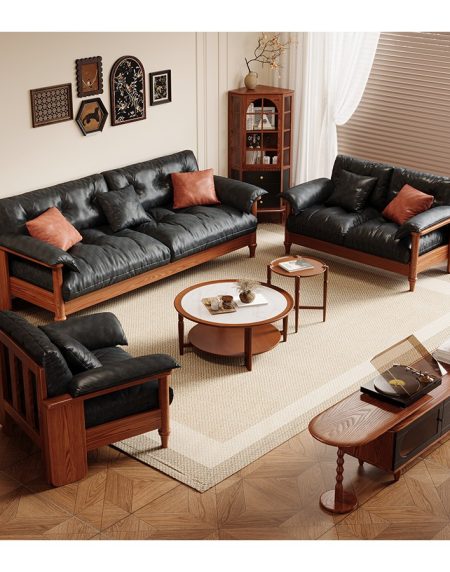 Sofa Văng Gỗ Tự Nhiên Da PU Thiết Kế Hiện Đại