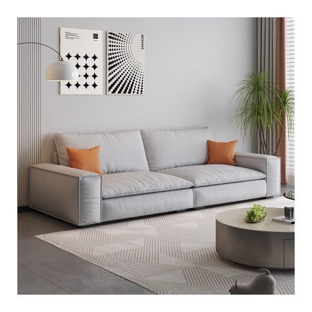 Sofa Văng Hiện Đại Vải Nhung Trắng Be 3 Chỗ Ngồi