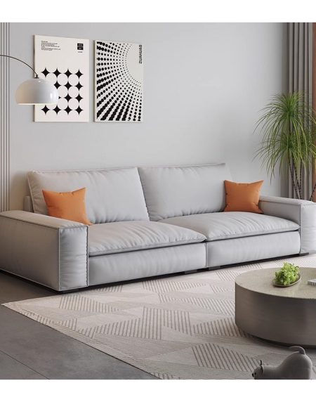 Sofa Văng Hiện Đại Vải Nhung Trắng Be 3 Chỗ Ngồi