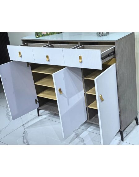 Tủ Giày Kính Hiện Đại Chất Liệu MDF 2 Tầng