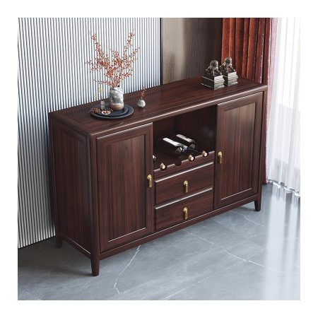 Tủ Kệ Gỗ Tự Nhiên Hiện Đại Đen Walnut 2 Cánh