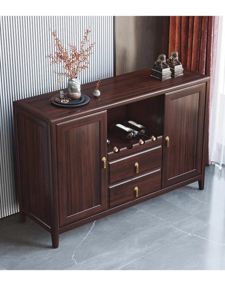 Tủ Kệ Gỗ Tự Nhiên Hiện Đại Đen Walnut 2 Cánh