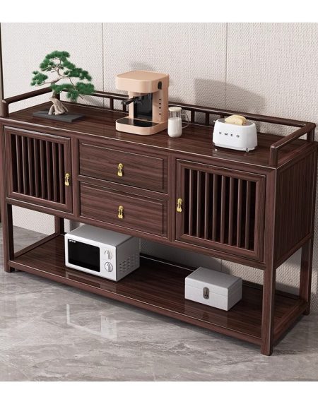 Tủ Kệ Phòng Khách Gỗ Óc Chó Hiện Đại 2 Cánh 2 Ngăn Kéo