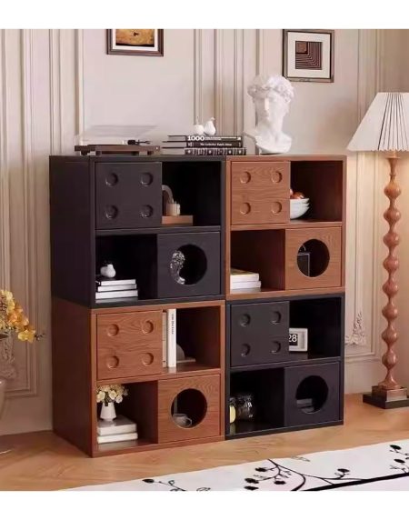 Tủ Kết Hợp Hiện Đại Gỗ Tự Nhiên 2 Ngăn 4 Khoang