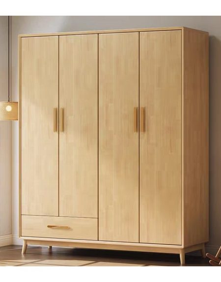 Tủ Quần Áo Gỗ Tự Nhiên 4 Cửa Hiện Đại Có 11 Kệ và 2 Ngăn Kéo Tủ Quần Áo Gỗ Tự Nhiên 4 Cửa Hiện Đại Có 11 Kệ và 2 Ngăn Kéo