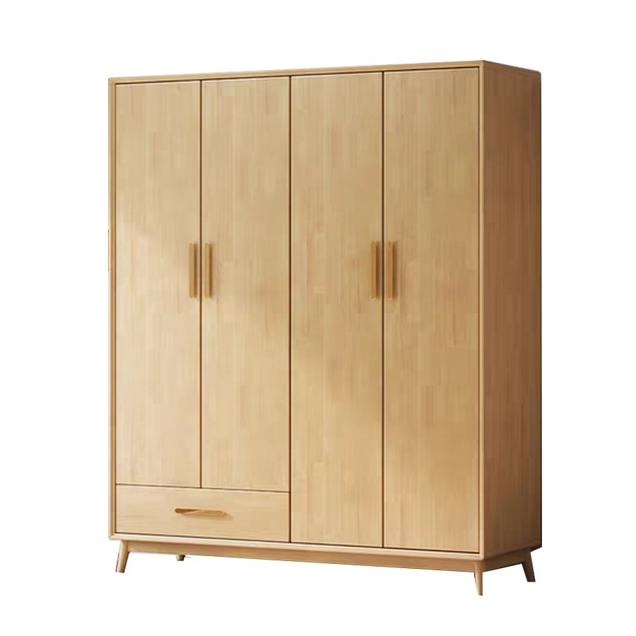 Tủ Quần Áo Gỗ Tự Nhiên 4 Cửa Hiện Đại Có 11 Kệ và 2 Ngăn Kéo Tủ Quần Áo Gỗ Tự Nhiên 4 Cửa Hiện Đại Có 11 Kệ và 2 Ngăn Kéo