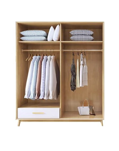 Tủ Quần Áo Gỗ Tự Nhiên 4 Cửa Hiện Đại Có 11 Kệ và 2 Ngăn Kéo Tủ Quần Áo Gỗ Tự Nhiên 4 Cửa Hiện Đại Có 11 Kệ và 2 Ngăn Kéo
