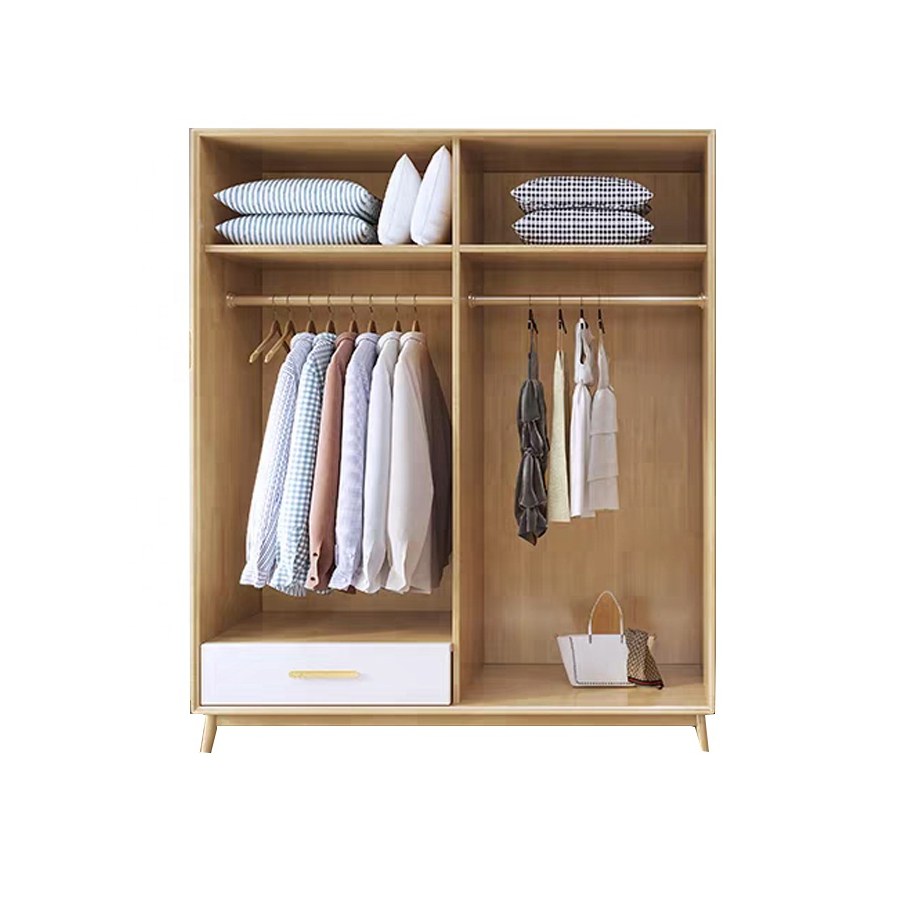Tủ Quần Áo Gỗ Tự Nhiên 4 Cửa Hiện Đại Có 11 Kệ và 2 Ngăn Kéo Tủ Quần Áo Gỗ Tự Nhiên 4 Cửa Hiện Đại Có 11 Kệ và 2 Ngăn Kéo