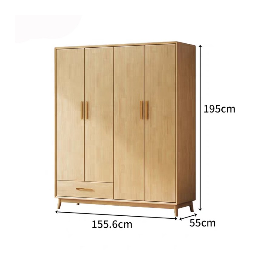 Tủ Quần Áo Gỗ Tự Nhiên 4 Cửa Hiện Đại Có 11 Kệ và 2 Ngăn Kéo Tủ Quần Áo Gỗ Tự Nhiên 4 Cửa Hiện Đại Có 11 Kệ và 2 Ngăn Kéo