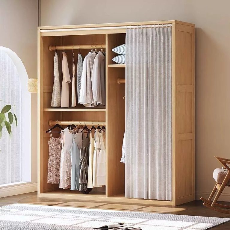 Trang chủ Tủ Quần Áo Gỗ Tự Nhiên Có Kệ Để Đồ Tiện Lợi