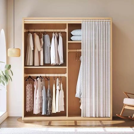 Tủ Quần Áo Gỗ Tự Nhiên Có Kệ Để Đồ Tiện Lợi