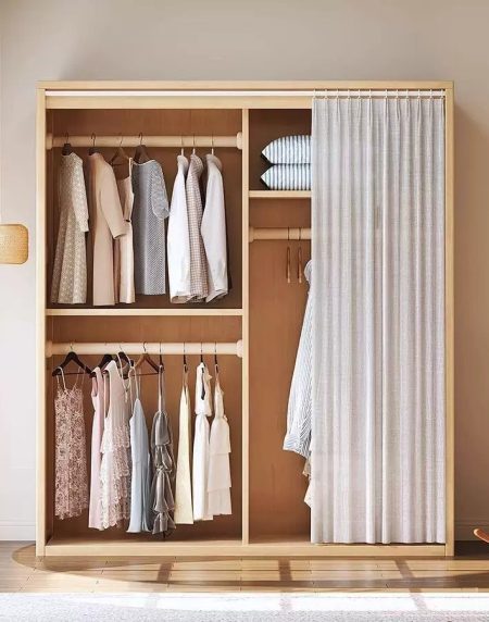 Tủ Quần Áo Gỗ Tự Nhiên Có Kệ Để Đồ Tiện Lợi