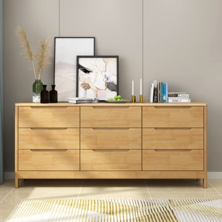 Tủ Quần Áo Gỗ Tự Nhiên Phong Cách Bắc Âu 9 Ngăn