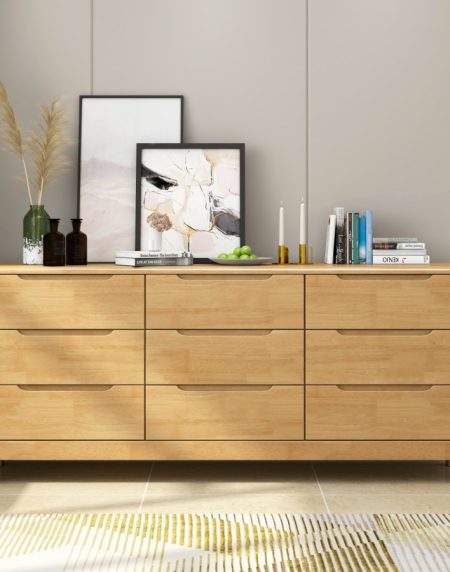 Tủ Quần Áo Gỗ Tự Nhiên Phong Cách Bắc Âu 9 Ngăn