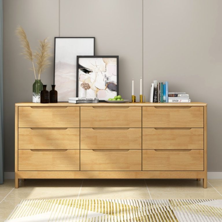 Tủ Quần Áo Gỗ Tự Nhiên Phong Cách Bắc Âu 9 Ngăn