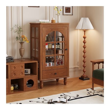 Tủ Rượu Hiện Đại Gỗ Đen 2 Cửa Để Phòng Khách